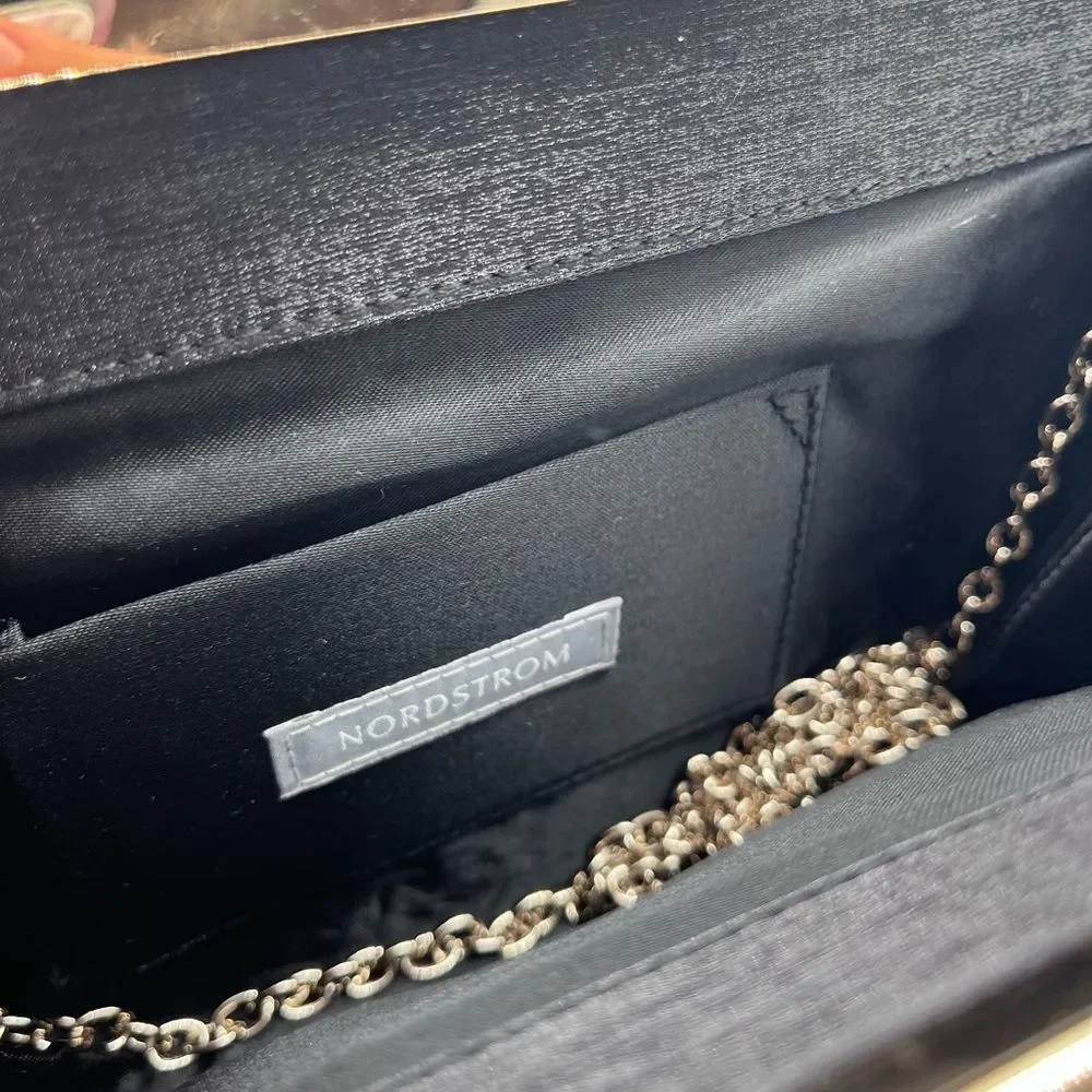 Black Clutch Nordstrom with Gold Chain